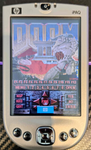 The Doom II title screen on an HP iPAQ.