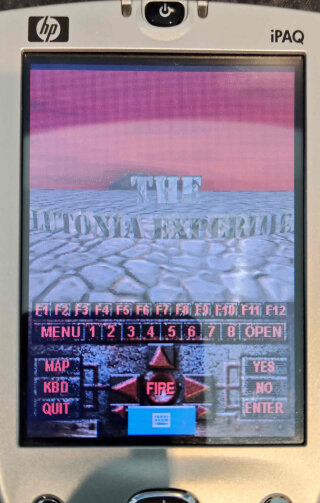 The Plutonia Experiment title screen on an HP iPAQ.