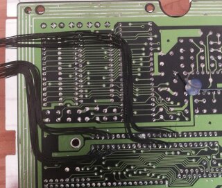 Wiring on the under side of the Master System II